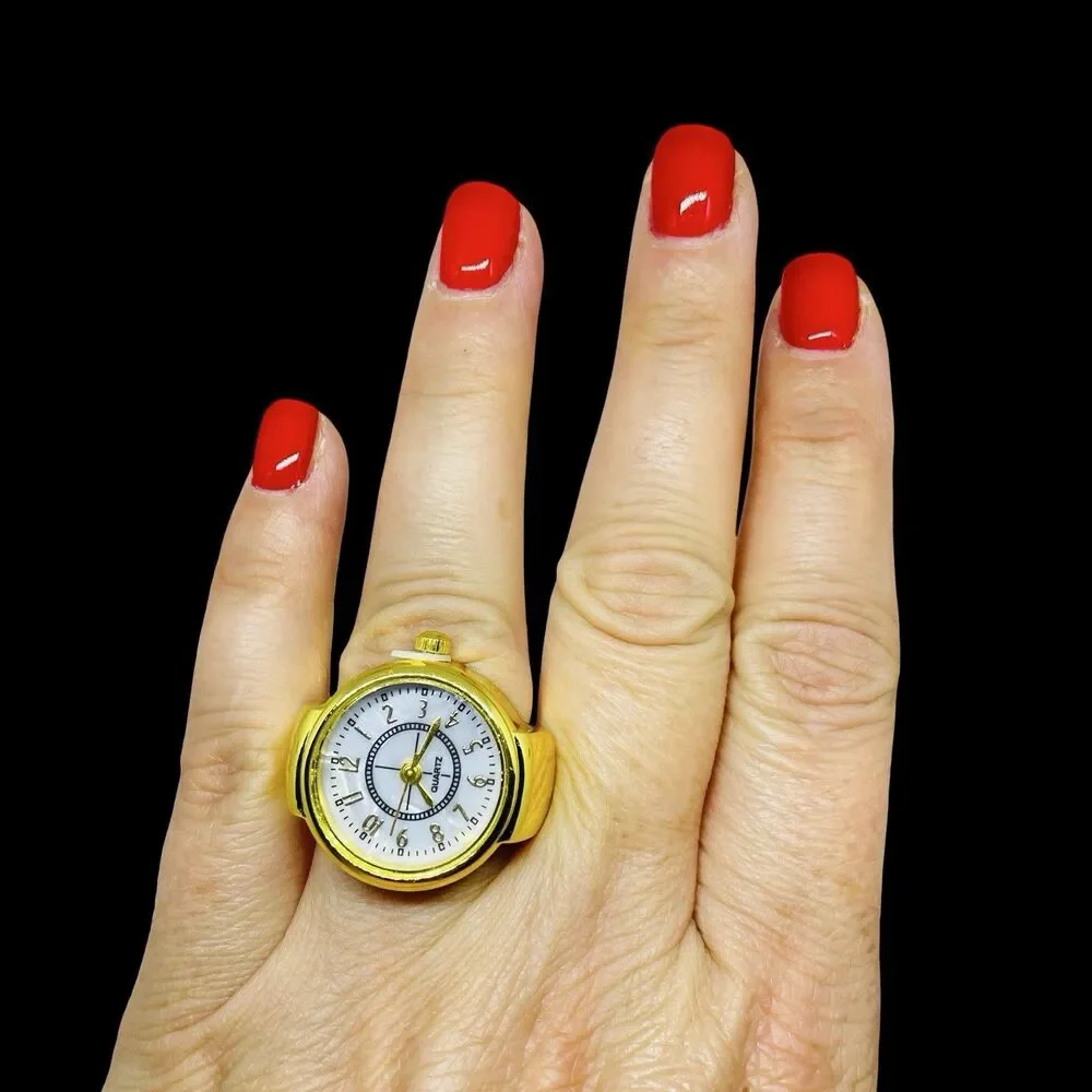BOZHI Ring Watch Gold Design With Crystals New